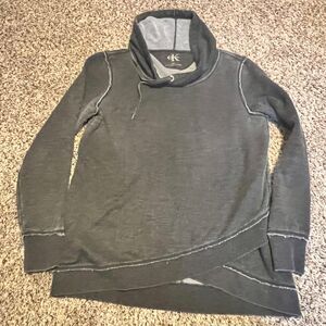 Calvin Klein Asymmetric Cowl Neck Sweatshirt Casual Loungewear Gray‎ Small